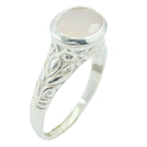 Araya Art Deco Pink Solitaire Ring in Sterling Silver Rose Quartz Pink